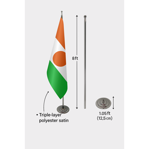 Drapeau intérieur personnalisé du Niger - 3x5 pieds, impression numérique, aluminium/étendard/fibre de verre, logo personnalisé, polyester - Product Image 6
