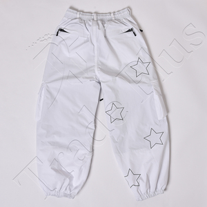 Pantalon cargo unisexe à imprimé étoiles blanches, cordon de serrage, taille élastique, respirant, polyester, style adulte - Product Image 6