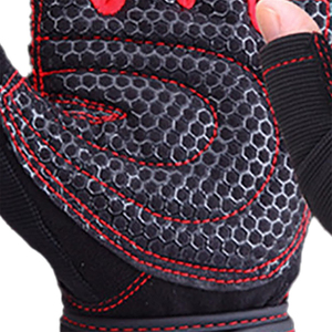 Gants de sport en coton à demi-doigts pour hommes et femmes, poids lourd, avec paumes rembourrées, prise ferme, soutien du poignet pour la musculation - Product Image 6