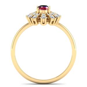 Anillo REYES de Plata de Ley 925 con Rubí de Corte Ovalado de 0.5 Quilates y Halo de Moissanita para Mujer, Piedra de Nacimiento, Joyería Fina - Product Image 4