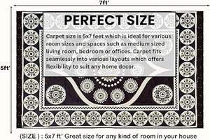 Alfombra de chenilla de 5x7 pies | Alfombra de terciopelo suave para sala de estar, salón y Dormitorio | Alfombra de suelo para el hogar | Designer Dari for Floor - Product Image 6