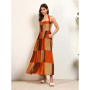Robe longue évasée sans manches pour femme Deebaco, style bohème, en modal tissé, imprimé à pois, coupe ample, décontractée pour l'été - Product Image 3