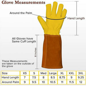 Guantes de soldadura Tig de cuero de vaca de grano y cuero dividido de calidad superior Guantes de construcción resistentes al calor de protección personal - Product Image 5