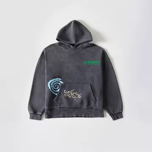 Qualité supérieure Vintage lavé à l'acide 450GSM 100% coton polaire sweats à capuche et sweats pierre lavé goutte-épaule sweats à capuche hiver - Product Image 6