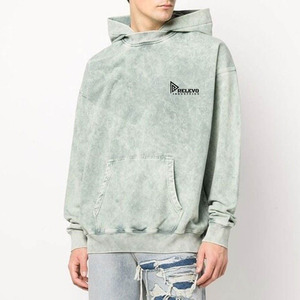 Sweat à capuche décontracté pour homme, teinture délavée à l'acide, couleur unie, haute qualité, 100% coton molletonné, séchage rapide, respirant, idéal pour le printemps - Product Image 4