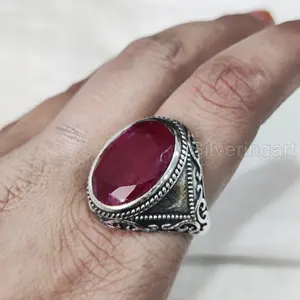 Wholesaler Mans Ring Natural Ruby Corundum Gemstone July Birthstone Ring All Sizes Ottoman Fine Jewelry 925 Sterling Silver Ring