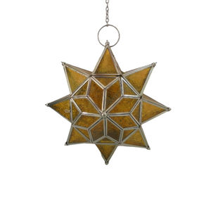 Design élégant fer métal et verre suspendus étoile ornement décoratif mural couleur argent pour la décoration de Noël du Festival à la maison - Product Image 4