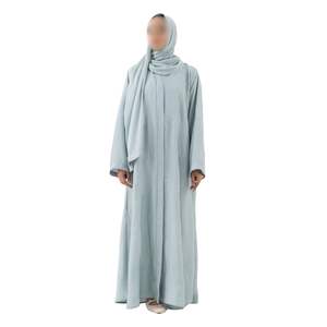 Light Blue Pastel Abaya Modest <b>Summer</b> Wear For Women Elegant Butterfly Cut Islamic Dress Dubai Style <b>Kaftan</b> Long Robe - Product Image 1