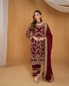 FabZone <b>Women's</b> Designer Faux Georgette Embroidery <b>Kurta</b> Set Vintage Style for Party - Product Image 2