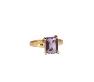 Gold Plated 925 Sterling Silver jewelry Gift Gold Plated Amethyst Gemstone Ring Custom design wholesaler manufacturer supplier