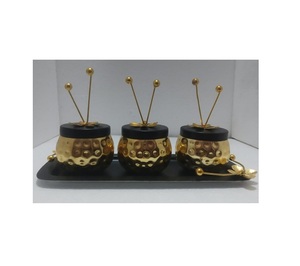 Juego de 7 tarros de fruta seca de forma pequeña pura de diseño antiguo con chapado en color dorado ectra Premium en tarros a un precio muy económico - Product Image 5