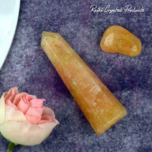 Obélisque en cristal de quartz doré Feng Shui - Product Image 4