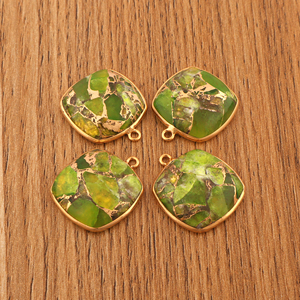 Plaqué or DIY Unique Bail Pendentif Connecteur Mohave Péridot Cuivre Turquoise Grand Coussin Forme Faire Boucle D'oreille Charme Résultats - Product Image 5
