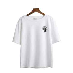 Camiseta de cuello redondo de algodón 100% de alta calidad para mujer, ropa informal personalizable, camiseta en blanco, blusas y camisas - Product Image 2