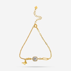 Pulsera de Plata 92.5 con Diseño de Mariposa y Llave, Baño de Rodio y Oro, con Diamantes y Circonitas como Piedras Principales, Estilo Religioso, Ideal para Regalos y Fiestas - Product Image 1