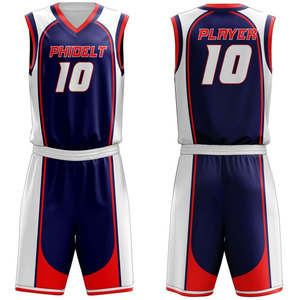 Ensemble de maillots de basket-ball pour hommes, sans manches, col en V, respirant, uniformes sublimés, 100% polyester, coupe athlétique, adulte - Product Image 1