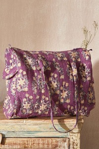 Bolsa de Viaje Deportiva Casual de Lujo, Fabricada en Algodón Slub Estampado a Mano en Color Morado, de Gran Capacidad, Duradera, Ecológica y Táctica - Product Image 5