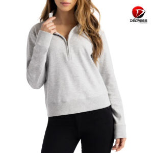 Meilleur prix 2025 femmes demi fermeture éclair col haut motif à carreaux sweat Design décontracté respirant antibactérien Yoga haut - Product Image 1