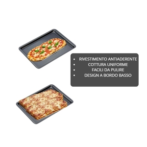 Juego de 2 Moldes Rectangulares Antiadherentes para Hornear de 38x25x3 cm con Bordes Bajos para Pizza, Focaccia, Postres Salados, Herramientas para Hornear y Repostería - Product Image 3