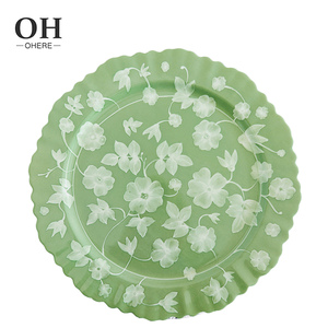 Assiette de service en céramique à bordure en dentelle, 12 pouces, style européen, articles ménagers, vaisselle, ensemble d'assiettes à dîner, <span class=keywords><strong>vert</strong></span> clair, floral, porcelaine - Product Image 3