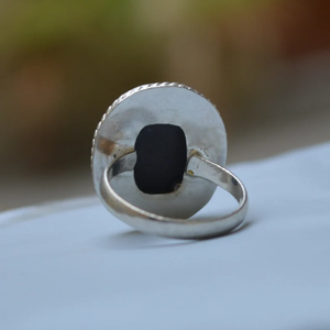 Piedra preciosa de azabache negra facetada ovalada Plata de Ley 925 Obsidiana negra Anillo llamativo delicado Joyería de piedras preciosas naturales Premium - Product Image 2