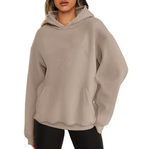 Patrón personalizado de las mujeres streetwear Oversize pulóver con capucha de invierno Casual mangas raglán sudadera bordado tejido con capucha - Product Image 1