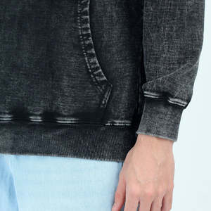 Sweat-shirt à capuche ample à épaules tombantes, couleur unie, en molleton de coton, délavé à l'acide, décontracté, surdimensionné, pour couples - Product Image 2