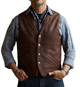 Gilet en cuir marron Frontier Explorer - Product Image 1