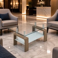 Table basse moderne et durable avec plateau en verre trempé et structure en acier inoxydable pour le salon, meubles de luxe élégants