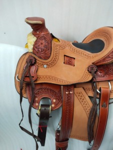 Sillín de caballo equilibrado para cuerdas y entrenamiento con asiento acolchado transpirable Cuero genuino occidental - Product Image 2