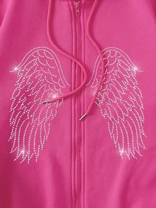 Sudaderas Térmicas Personalizadas al por Mayor para Hombre, con Cierre Completo y Capucha Extra Grande, Diseño de Logotipo con Pedrería para Invierno - Product Image 4