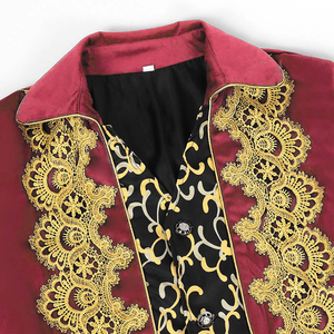Chaqueta de frac victoriana unisex color borgoña con ribete de encaje dorado, disfraz formal gótico renacentista, modelo de marca personalizado LLU-F-366 - Product Image 6
