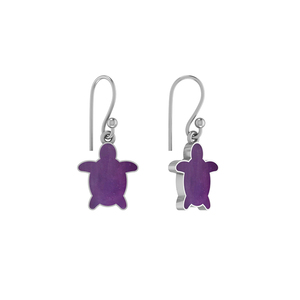 Boucles d'oreilles en argent sterling 925 de haute qualité, améthyste, perle d'eau de mer, forme de tortue, sertissage en bélière, 13,00 x 13,00, tendance, mariage - Product Image 1