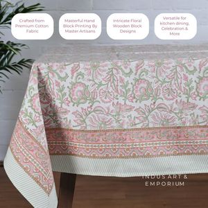 Nappe en coton imprimée à la main, motif floral, qualité supérieure, écologique, fabriquée en Inde, avec options personnalisables - Product Image 3