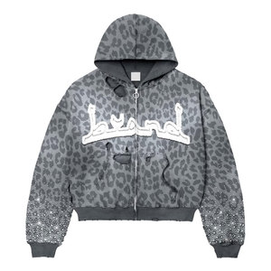 Ropa de calle Sudadera con capucha de hombre cálida de invierno transpirable de lana bordada de alta calidad 100% mezcla de algodón - Product Image 2