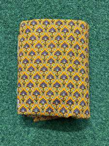 100% tela de algodón Premium estampado de bloque de mano amarillo con patrón de flores artesanal para decoración del hogar vestidos costura vendida por yarda - Product Image 4