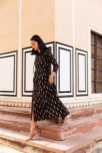 Robe à capuche en coton pur, tissage à la main, style bohème, décontractée, occasionnelle, vacances, printemps, été, noir - Product Image 5