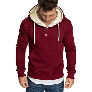Sweat à capuche en molleton 100% coton brodé pour homme, chaud pour l'hiver, manches longues, uni, décontracté, streetwear - Product Image 1
