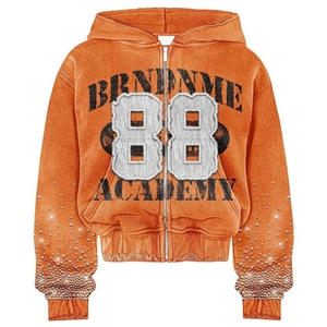 Fabricante directo de alta calidad de poliéster/algodón polar Zip-Up Vintage Oversize Distressed Acid Wash Hoodie Otoño Invierno - Product Image 1