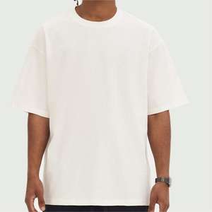 T-shirt unisexe de haute qualité 100% coton Streetwear Épaule lourde oversize OEM Impression personnalisée Motif uni tricoté - Product Image 4