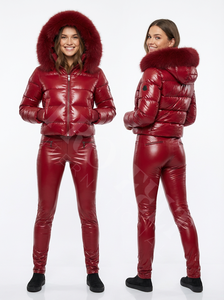 Conjunto de Chaqueta y Pantalones de Invierno Brillantes Snow Custom Clothing, Capucha de Piel Sintética, Traje Aislante Cálido para Clima Frío, Trajes de Nieve a la Moda - Product Image 5