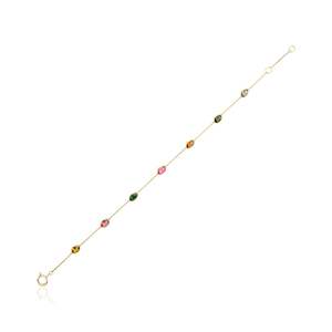 Venta caliente 100% turmalina ovalada Natural 18K oro amarillo sólido pulsera de eslabones de cadena fina personalizada para mujer fiesta de boda perfecta - Product Image 5