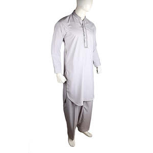 Kameez Shalwar brodé pour homme - Gris - Product Image 5