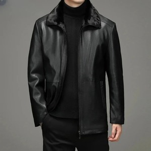 Casual <b>Men</b> Leather <b>Jacket</b> <b>Thick</b> Warm <b>Fleece</b> Biker Coat Motorcycle Faux Fur Coats Male Vintage Pu Leather <b>Jackets</b> - Product Image 1