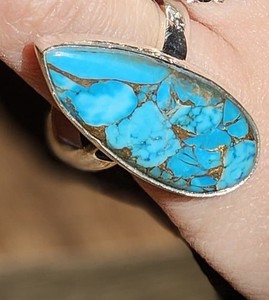 Elegante anillo de plata de joyería fina con gota turquesa de cobre azul para bodas, fiestas, aniversarios, compromiso y regalos - Product Image 2