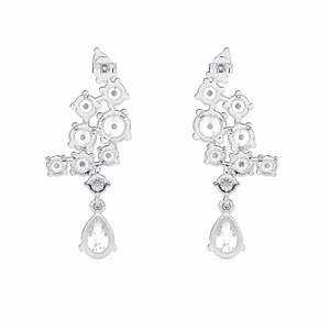 Boucles d'oreilles pendantes en diamant coupe poire et ronde pour femme - Product Image 2