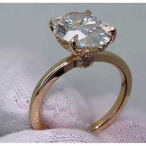 Anillo de Compromiso con Diamante Ovalado Cultivado en Laboratorio de 2.70 Quilates con Certificado IGI en Oro Blanco con Halo Oculto, Oro Blanco con Certificado IGI - Product Image 3