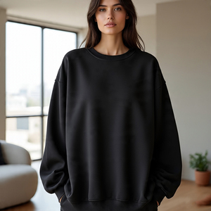 Sudaderas de lana transpirables de gran tamaño para mujer, sudaderas informales con hombros descubiertos y hombros caídos, jersey para mujer, ropa de calle, sudadera - Product Image 2