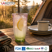 Verre à eau LAKOTTO bicolore pulvérisé 450 ml avec bordure à pétales perlés pour hôtels et cafés, verrerie de restaurant, logo personnalisé