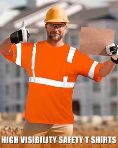 Ropa DE TRABAJO Camiseta DE SEGURIDAD Venta al por mayor Directo de fábrica Precio barato Camisa DE SEGURIDAD reflectante de alta visibilidad con bolsillo frontal - Product Image 4